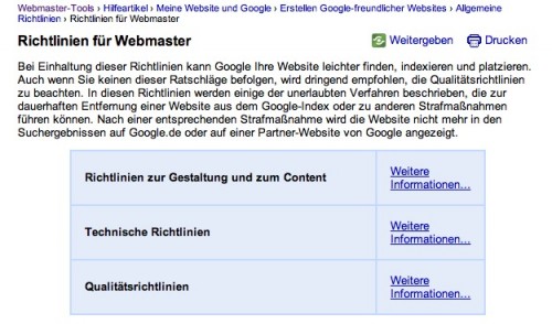 Google Webmaster Richtlinien